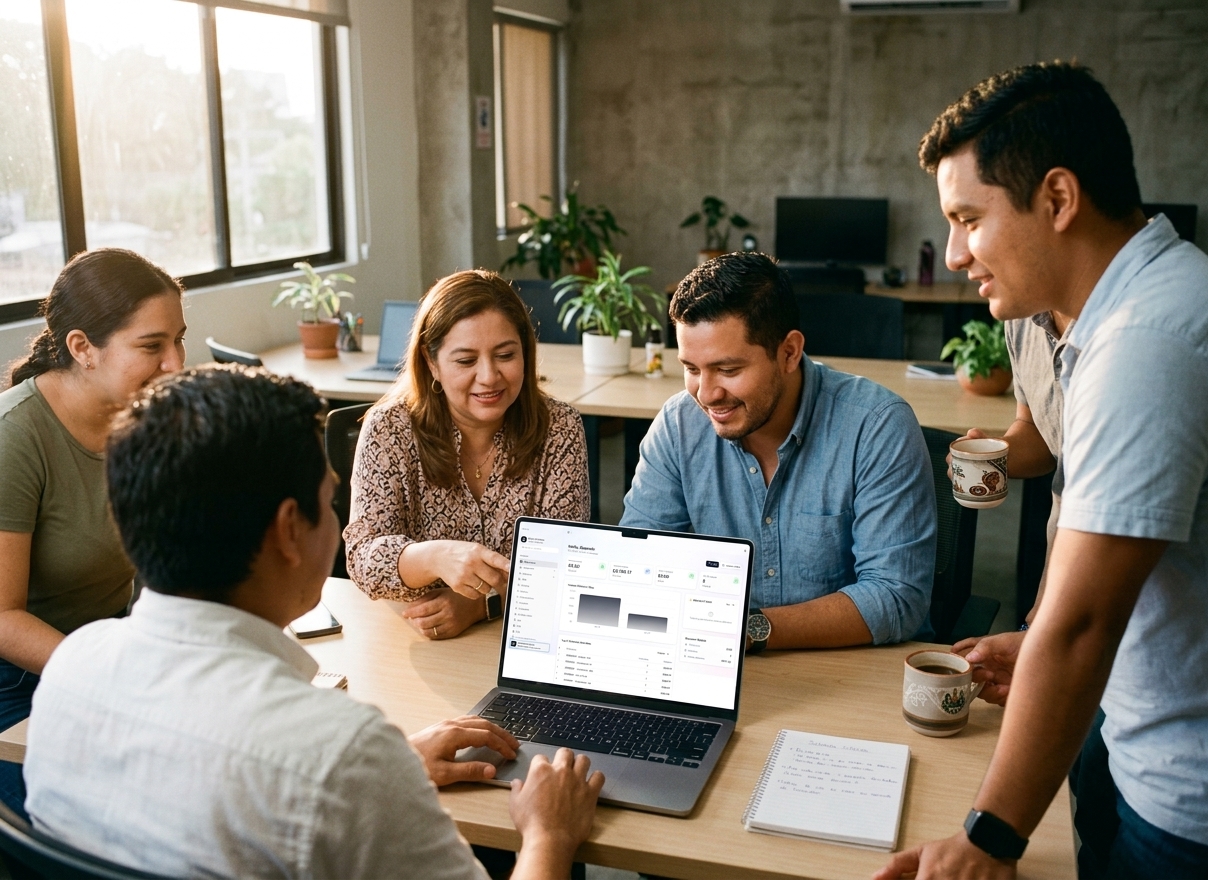 Equipo de desarrollo colaborando