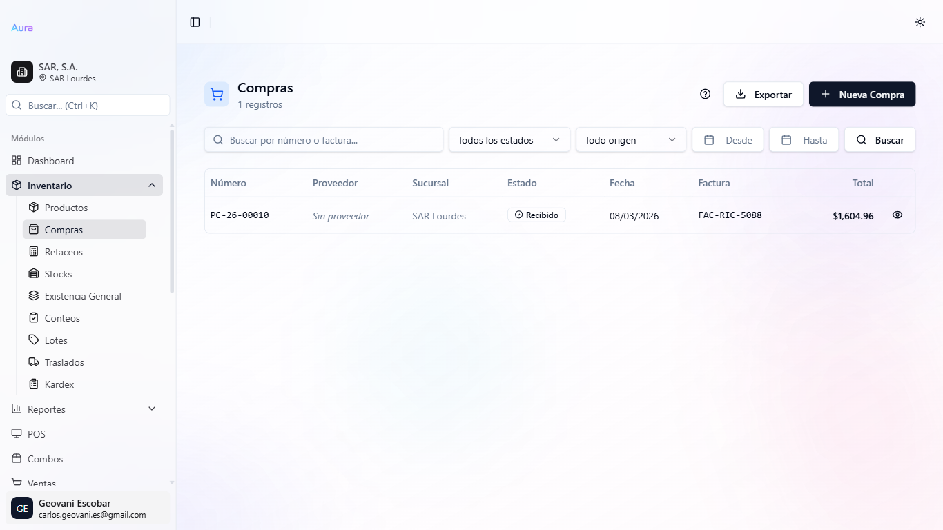 Aura ERP Compras